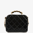 Chanel Lunch Box Black Quilted Patent Leather Tote Bag