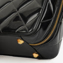 Chanel Lunch Box Black Quilted Patent Leather Tote Bag
