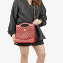 Chanel Red Lambskin Quilted Small 31 Vintage Shopping Tote Bag