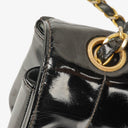 Chanel Vertical Quilted Black Patent Leather Single Flap Bag With 24K Gold-Plated Hardware