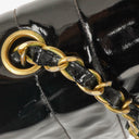 Chanel Vertical Quilted Black Patent Leather Single Flap Bag With 24K Gold-Plated Hardware