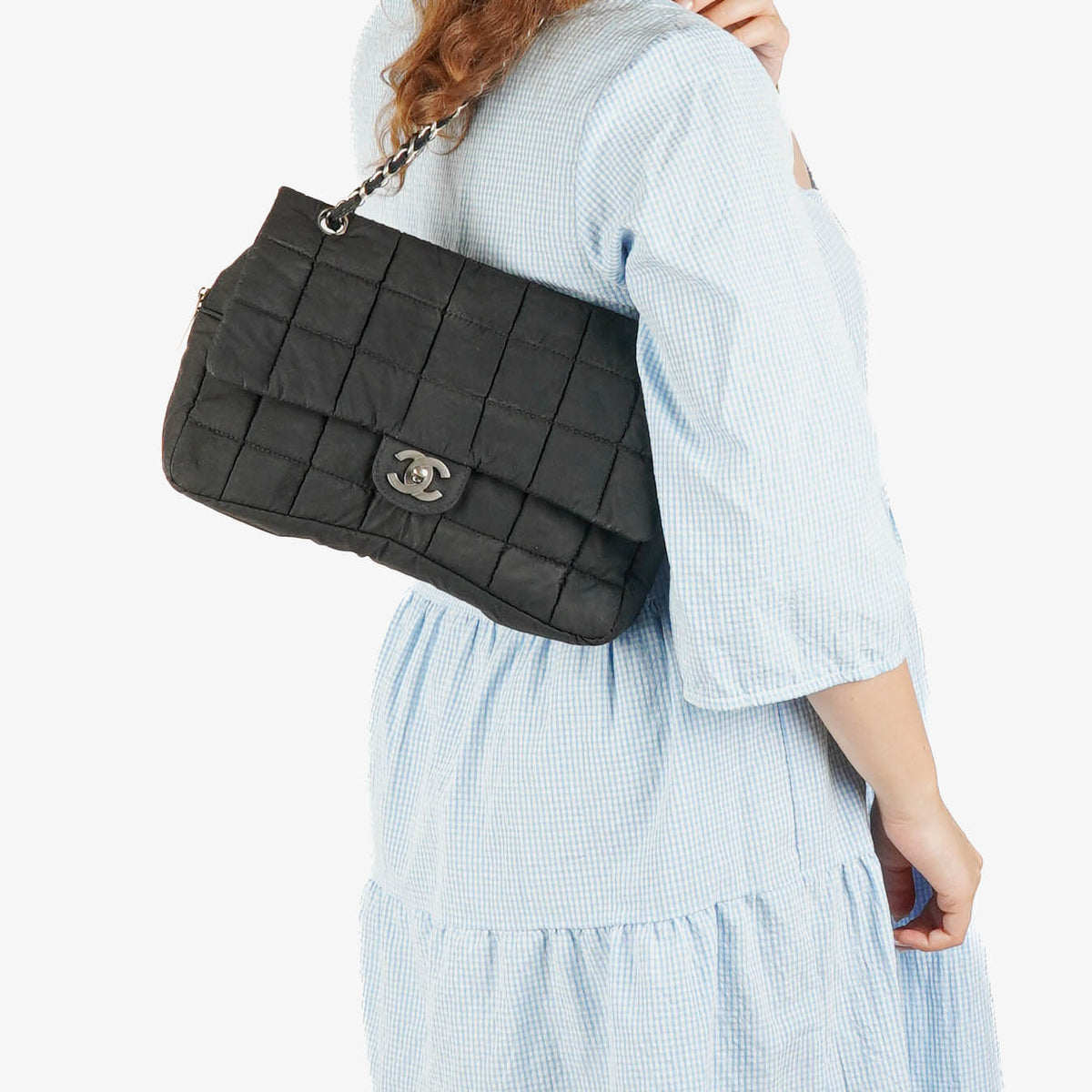 Chanel Black Sport Line Chocolate Bar Single Flap Bag