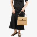 Chanel Straight Flap Beige Lambskin Shoulder Bag