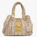 Miu Miu Matelasse Beige Leather Tote Bag