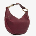 Gucci Bordeaux Pebbled Leather Bamboo Ring Hobo Bag