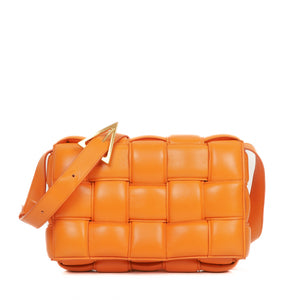 Bottega Veneta Cassette Padded Intrecciato Orange Crossbody Bag