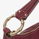 Gucci Bordeaux Pebbled Leather Bamboo Ring Hobo Bag