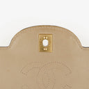 Chanel Vintage Chocolate Bar Square Single Flap Beige Quilted Leather/Patent Leather Chain Shoulder Bag