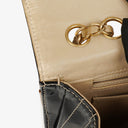 Chanel Vintage Chocolate Bar Square Single Flap Beige Quilted Leather/Patent Leather Chain Shoulder Bag