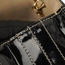 Chanel Vintage Chocolate Bar Square Single Flap Beige Quilted Leather/Patent Leather Chain Shoulder Bag