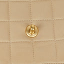 Chanel Vintage Chocolate Bar Square Single Flap Beige Quilted Leather/Patent Leather Chain Shoulder Bag