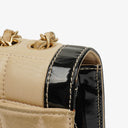 Chanel Vintage Chocolate Bar Square Single Flap Beige Quilted Leather/Patent Leather Chain Shoulder Bag