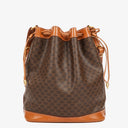 Celine Vintage Macadam Triomphe Brown Drawstring Bucket Bag