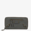 Balenciaga Grey Leather Classic Continental Zip Around Wallet