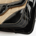 Chanel Vintage Chocolate Bar Square Single Flap Beige Quilted Leather/Patent Leather Chain Shoulder Bag