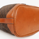 Celine Vintage Macadam Triomphe Brown Drawstring Bucket Bag