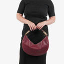 Gucci Bordeaux Pebbled Leather Bamboo Ring Hobo Bag