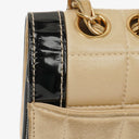 Chanel Vintage Chocolate Bar Square Single Flap Beige Quilted Leather/Patent Leather Chain Shoulder Bag