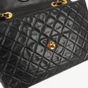 Chanel Maxi CC Classic Single Flap Maxi Logo Bag Black Quilted Lambskin 24K Gold-Plated Hardware