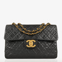 Chanel Maxi CC Classic Single Flap Maxi Logo Bag Black Quilted Lambskin 24K Gold-Plated Hardware
