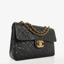 Chanel Maxi CC Classic Single Flap Maxi Logo Bag Black Quilted Lambskin 24K Gold-Plated Hardware