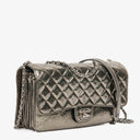 Chanel Metallic Crackled Leather Clams Pocket Flap Bag
