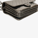 Chanel Metallic Crackled Leather Clams Pocket Flap Bag