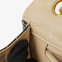 Chanel Vintage Chocolate Bar Square Single Flap Beige Quilted Leather/Patent Leather Chain Shoulder Bag