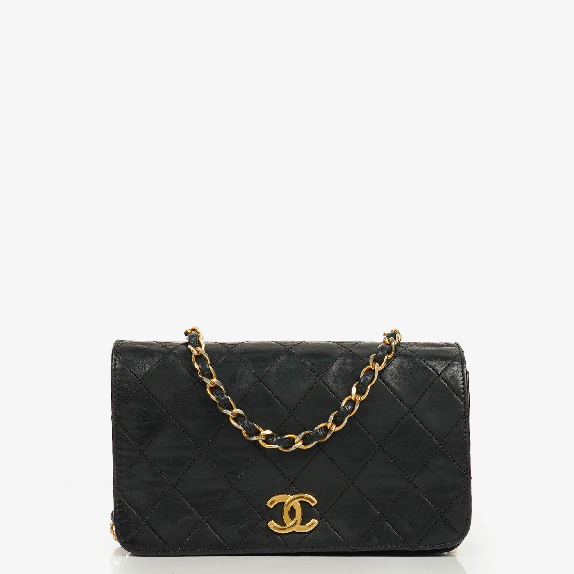 Chanel Classic Full Flap Bag Black Quilted Leather 24K Gold-Plated Hardware