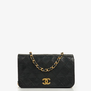 Chanel Classic Full Flap Bag Black Quilted Leather 24K Gold-Plated Hardware