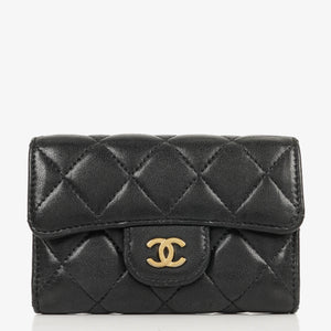 Chanel Classic Black Quilted Leather Small Flap Wallet