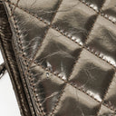 Chanel Metallic Crackled Leather Clams Pocket Flap Bag