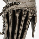 Chanel Metallic Crackled Leather Clams Pocket Flap Bag