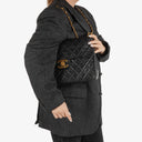 Chanel Maxi CC Classic Single Flap Maxi Logo Bag Black Quilted Lambskin 24K Gold-Plated Hardware