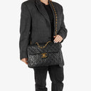 Chanel Maxi CC Classic Single Flap Maxi Logo Bag Black Quilted Lambskin 24K Gold-Plated Hardware