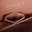 Chanel Medium Classic Double Flap Quilted Striated Bronze Patent Leather With Silver-tone Hardware