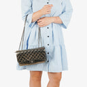 Chanel Metallic Crackled Leather Clams Pocket Flap Bag