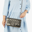 Chanel Metallic Crackled Leather Clams Pocket Flap Bag