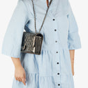 Chanel Metallic Crackled Leather Clams Pocket Flap Bag