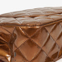 Chanel Medium Classic Double Flap Quilted Striated Bronze Patent Leather With Silver-tone Hardware