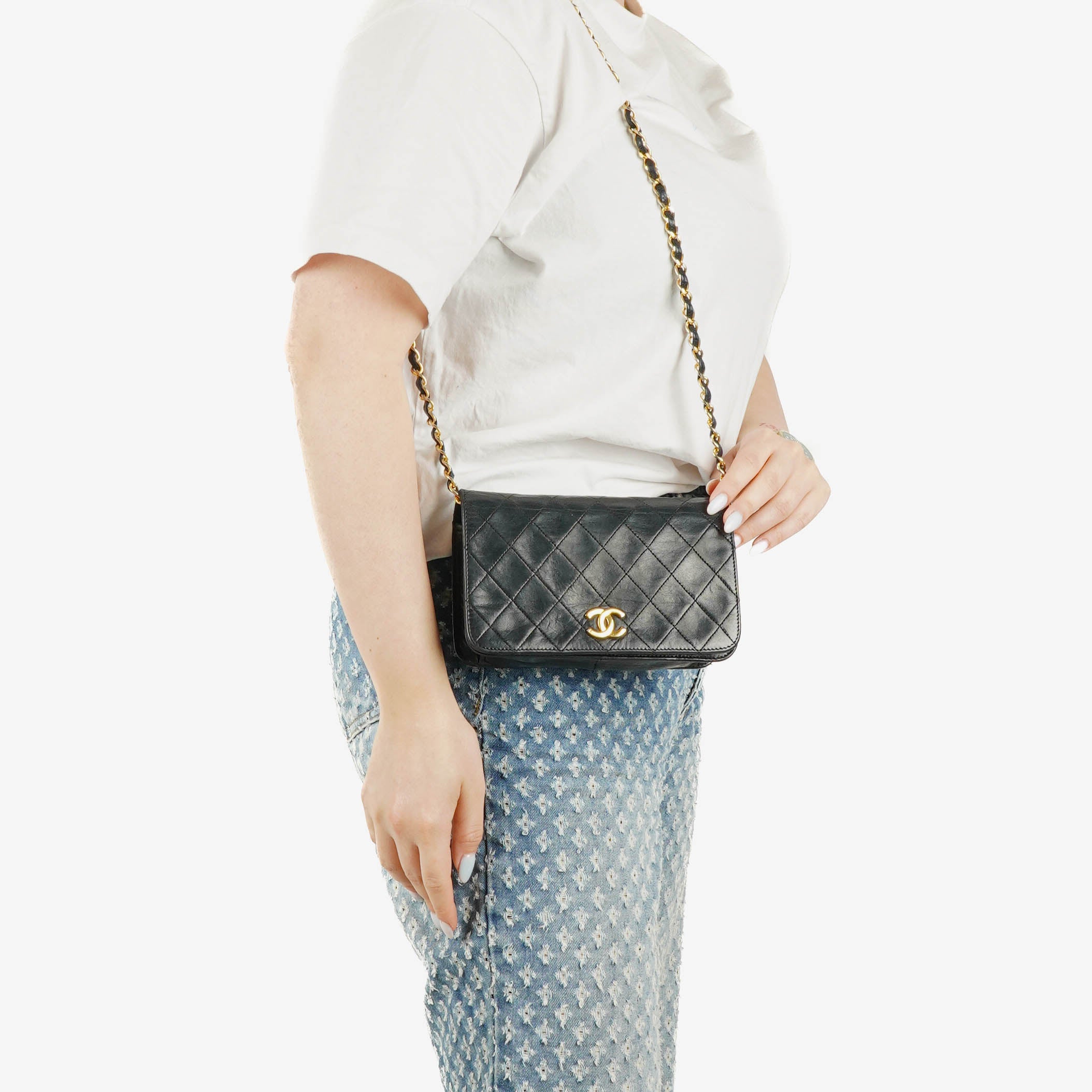Chanel Classic Full Flap Bag Black Quilted Leather 24K Gold-Plated Hardware