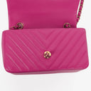 Chanel Pink Chevron Leather Mini Rectangular Single Flap Bag