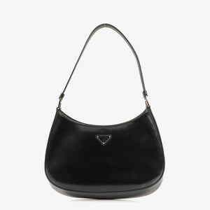 Prada Cleo Spazzolato Nero Leather Shoulder Bag