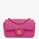 Chanel Pink Chevron Leather Mini Rectangular Single Flap Bag