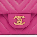 Chanel Pink Chevron Leather Mini Rectangular Single Flap Bag