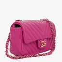Chanel Pink Chevron Leather Mini Rectangular Single Flap Bag