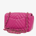 Chanel Pink Chevron Leather Mini Rectangular Single Flap Bag