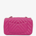 Chanel Pink Chevron Leather Mini Rectangular Single Flap Bag
