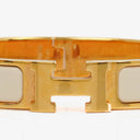 Hermes White Enamel Narrow Clic Clac H Bracelet PM