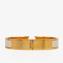 Hermes White Enamel Narrow Clic Clac H Bracelet PM